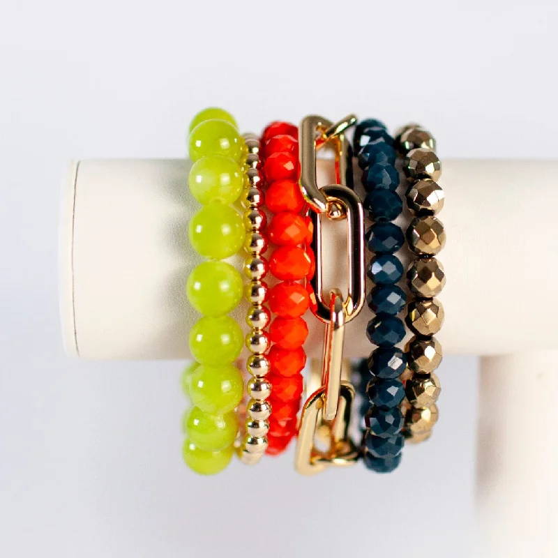 women’s simple cuff bracelets-Vibrant Autumn Bracelet Stack