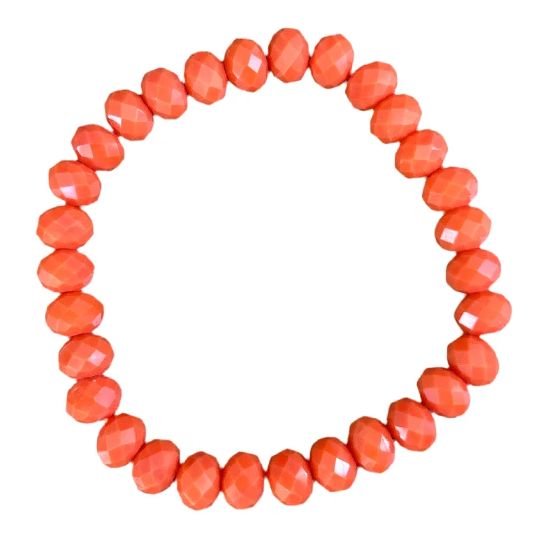 women’s silver bangles-Orange Crystal 24 Faceted Rondelle 8mm Bracelet