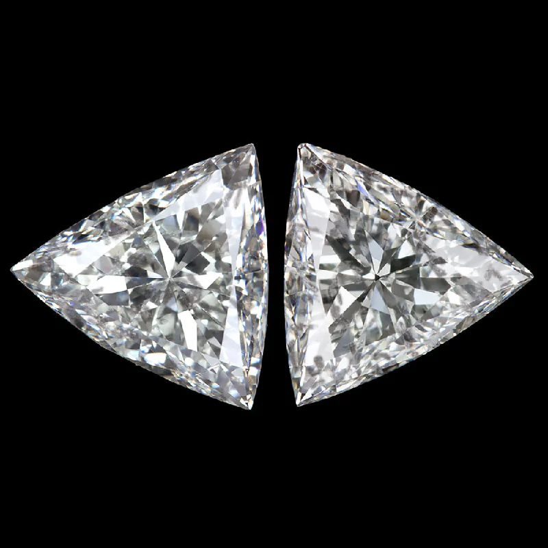 women’s crystal earrings-2.06ct TRILLION DIAMOND MATCHING PAIR STUD EARRINGS ACCENT STONES TRIANGLE 2ct