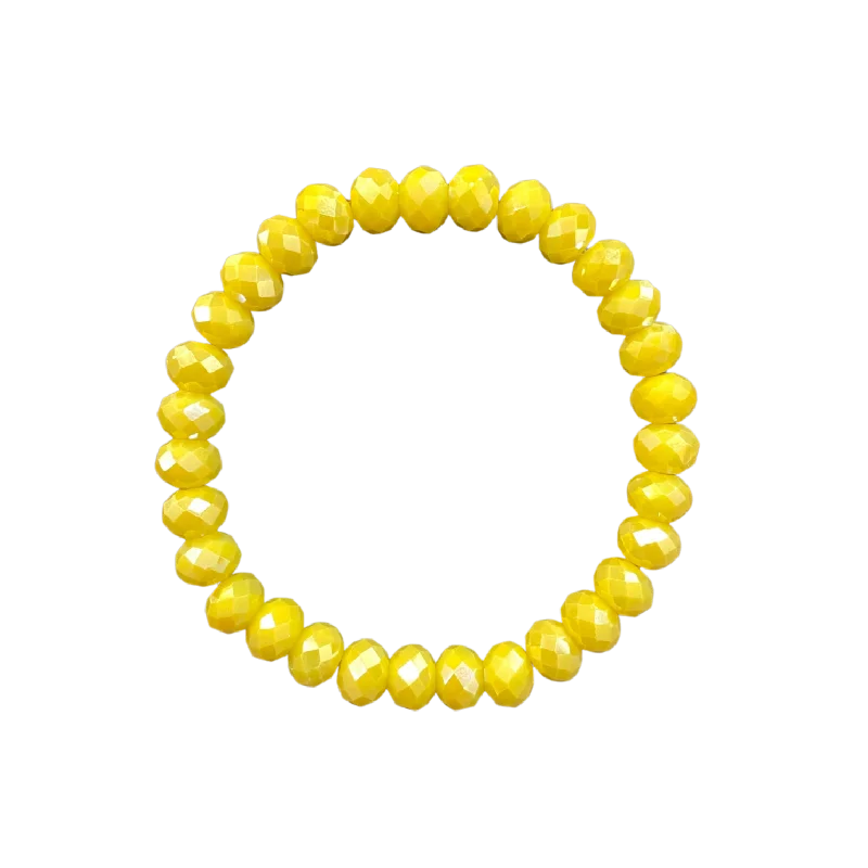 women’s luxury charm bracelets-Corn Yellow AB Faceted Rondelle 8mm Bracelet