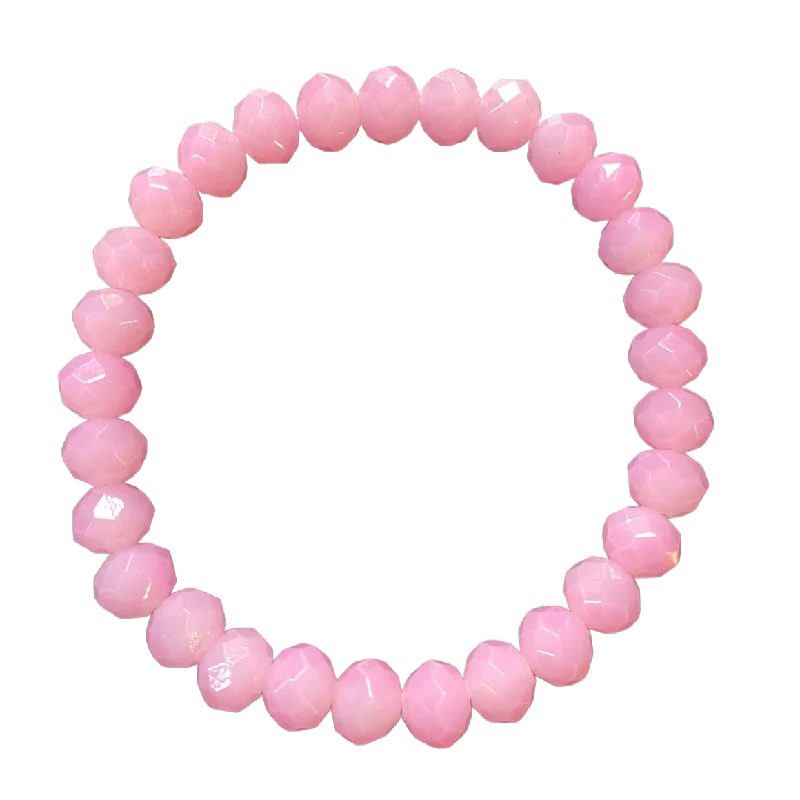 women’s beaded bangles-Rose Faceted Rondelle 8mm Bracelet