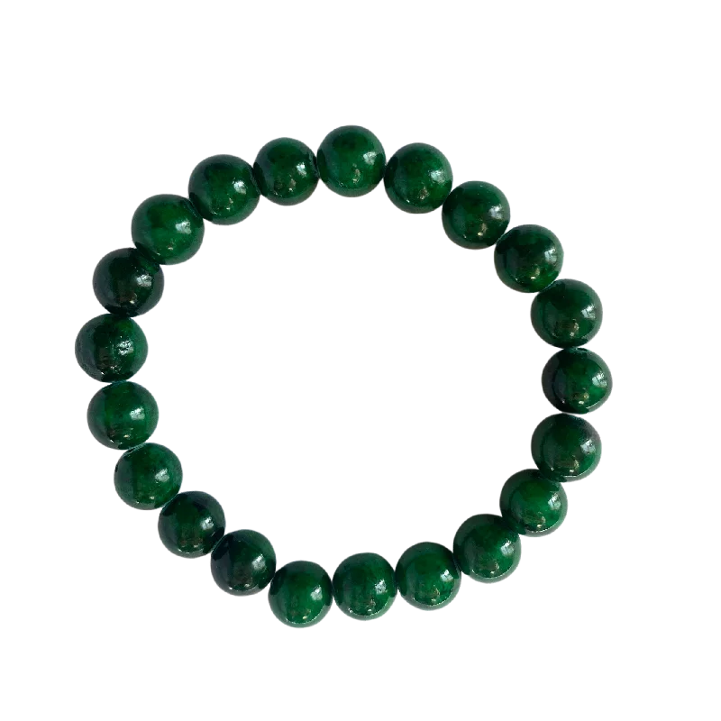 women’s gold cuff bracelets-Dark Green Mountain Jade 8mm Bracelet