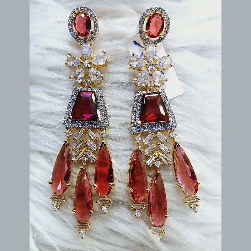 women’s vintage gold earrings-Jain Jewellers Gold Plated AD Dangler Earrings