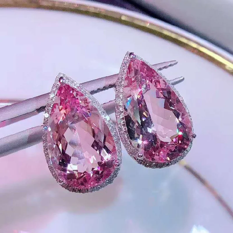 Pink Diamond Ear Studs [Including Earplug]]