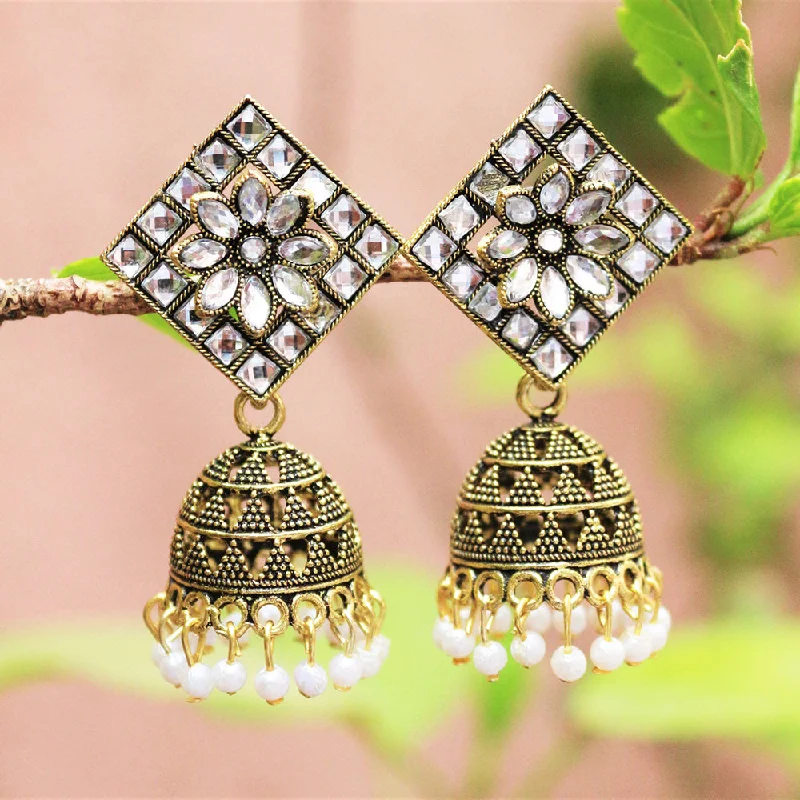 women’s luxury drop earrings-H K Fashion Gold Plated Austrian Stone Jhumki Earrings