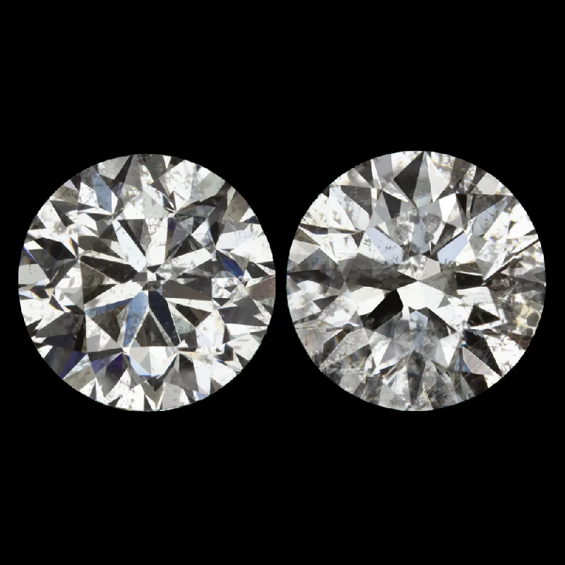 women’s gemstone earrings-3.47ct VERY GOOD CUT DIAMOND STUD EARRINGS ROUND BRILLIANT CUT PAIR 3.5 CARAT