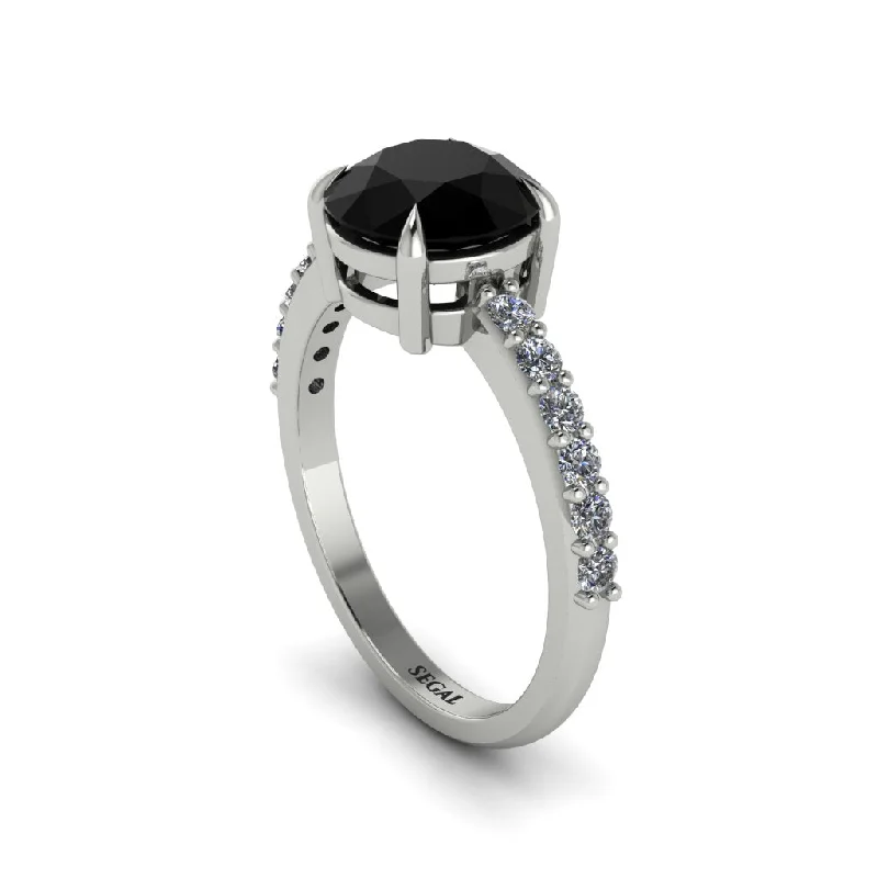 women’s trendy engagement rings-Traditional Black Diamond Engagement Ring - Elaine No. 9