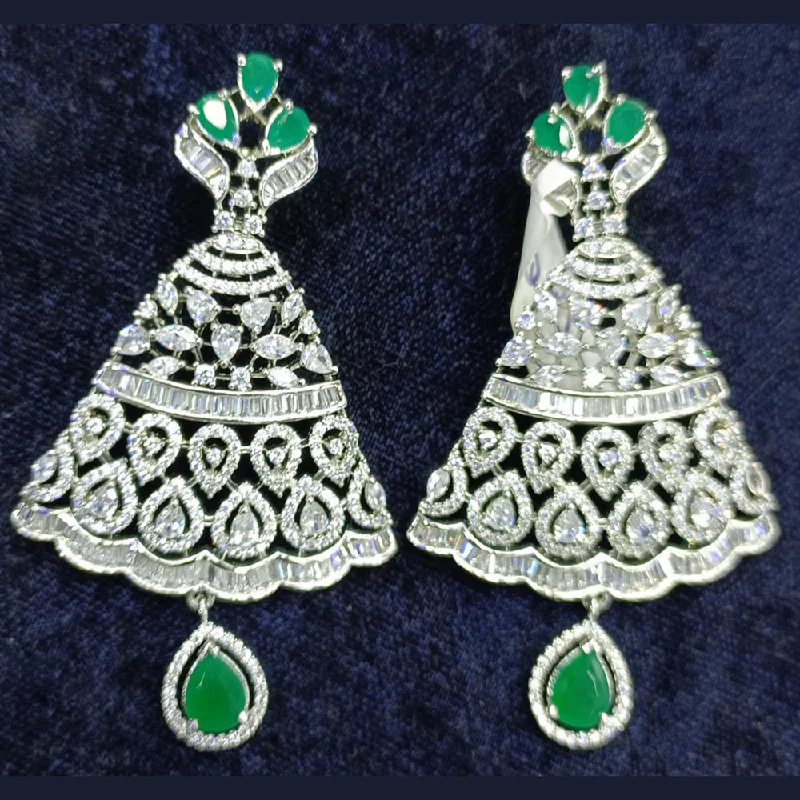 women’s crystal drop earrings-Jain Jewellers Silver Plated AD Dangler Earrings