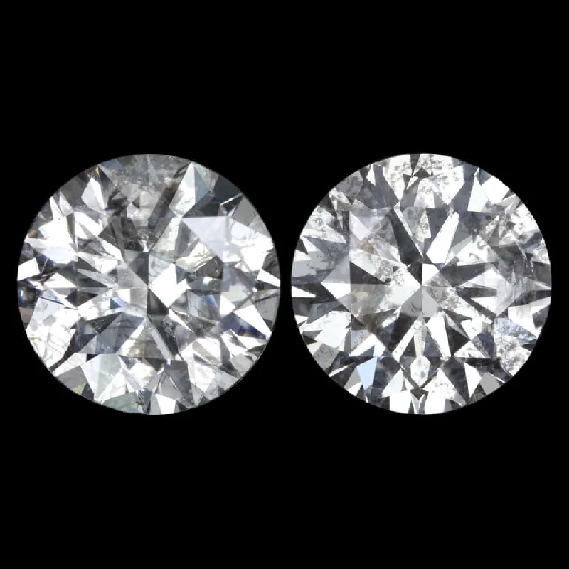 women’s gold earrings-2 CARAT ROUND BRILLIANT CUT NATURAL DIAMOND STUD EARRINGS MATCHING PAIR 2ct RBC