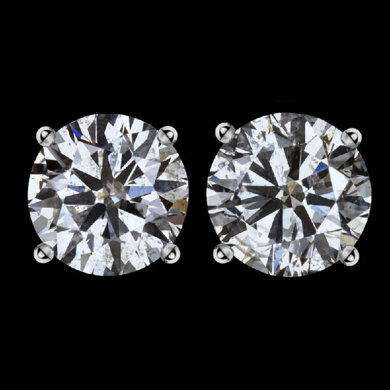 women’s luxury drop earrings-3 CARAT VERY GOOD ROUND BRILLIANT CUT DIAMOND STUD EARRINGS PAIR NATURAL 3ct RBC