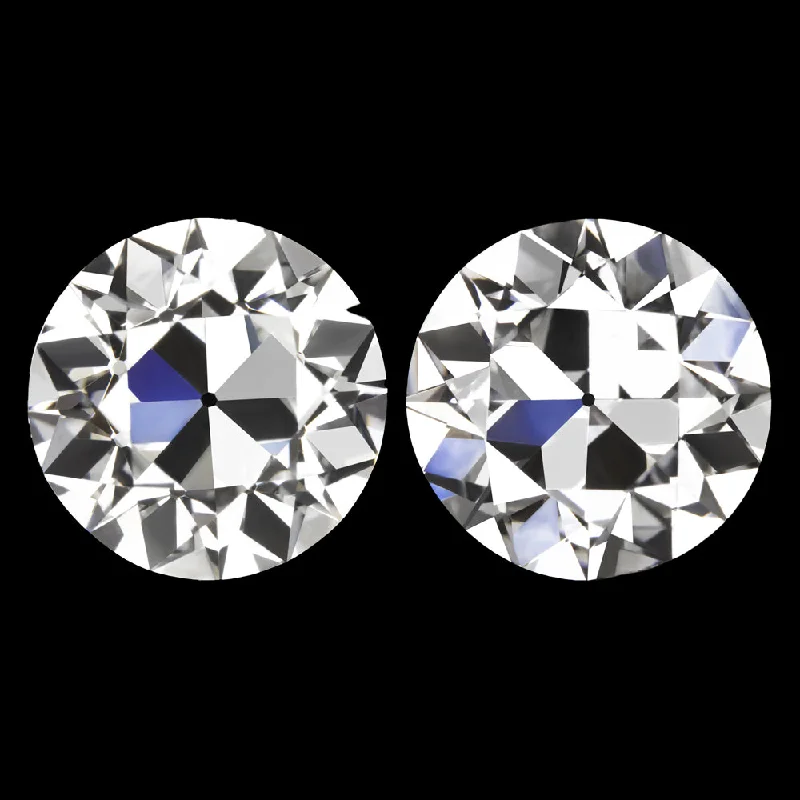 women’s unique earrings-4.12ct OLD EUROPEAN CUT LAB CREATED DIAMOND STUD EARRINGS CERTIFIED E VS1 PAIR