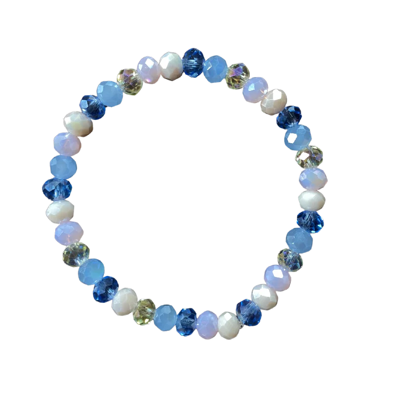 women’s silver link bracelets-Blue Skies Faceted Rondelle 6mm Bracelet