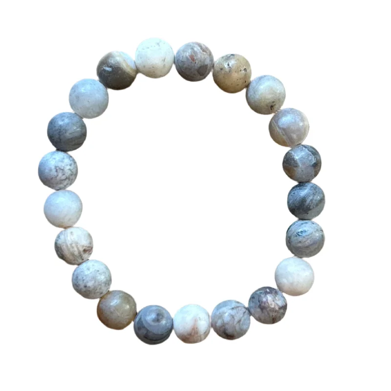 women’s oversized bracelets-Matte Bamboo Agate 8mm Bracelet