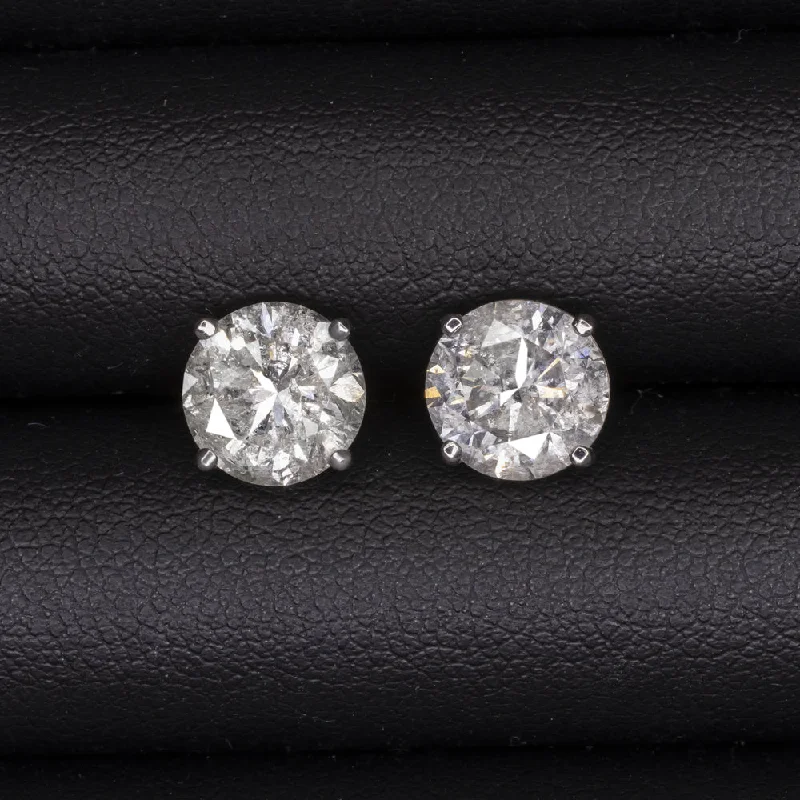 women’s vintage drop earrings-4.5 CARAT VERY GOOD CUT NATURAL DIAMOND STUD EARRINGS ROUND BRILLIANT WHITE GOLD