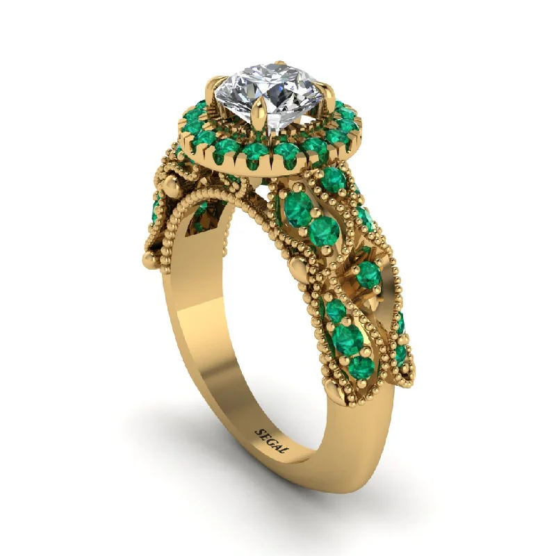 women’s customized engagement rings-Exclusive Halo Diamond Milgrain Engagement Ring - Kendra No. 16