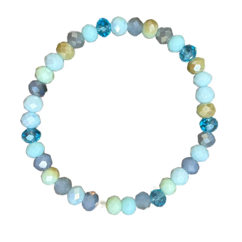 women’s solid gold bracelets-Seaside Mix Faceted Rondelle 6mm Bracelet