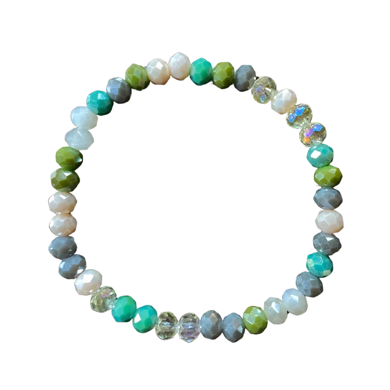 women’s vintage bracelets-Easy Being Green Mix Faceted Rondelle 6mm Bracelet