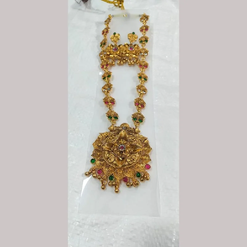 women’s custom necklaces-Manisha Jewellery Gold Plated Pota Stone Necklace Set