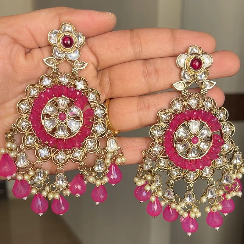 women’s pearl drop earrings-ShringarStreet Gold Plated Kundan Stone And Beads Dangler Earrings