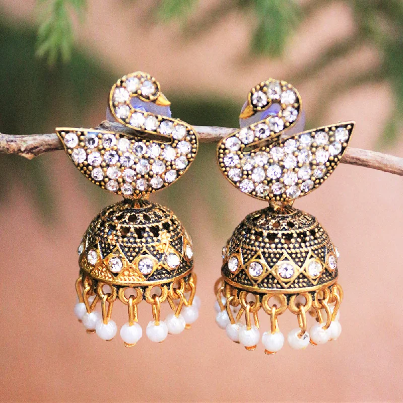 women’s cubic zirconia earrings-H K Fashion Gold Plated  Austrian Stone Jhumki Earrings