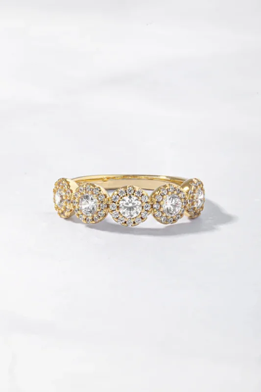 women’s bridal rings-5 Stone Halo Ring