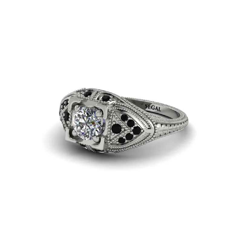 women’s elegant diamond engagement rings-Round Diamond Filigree Art Deco Vintage Engagement Ring - Bree No. 33