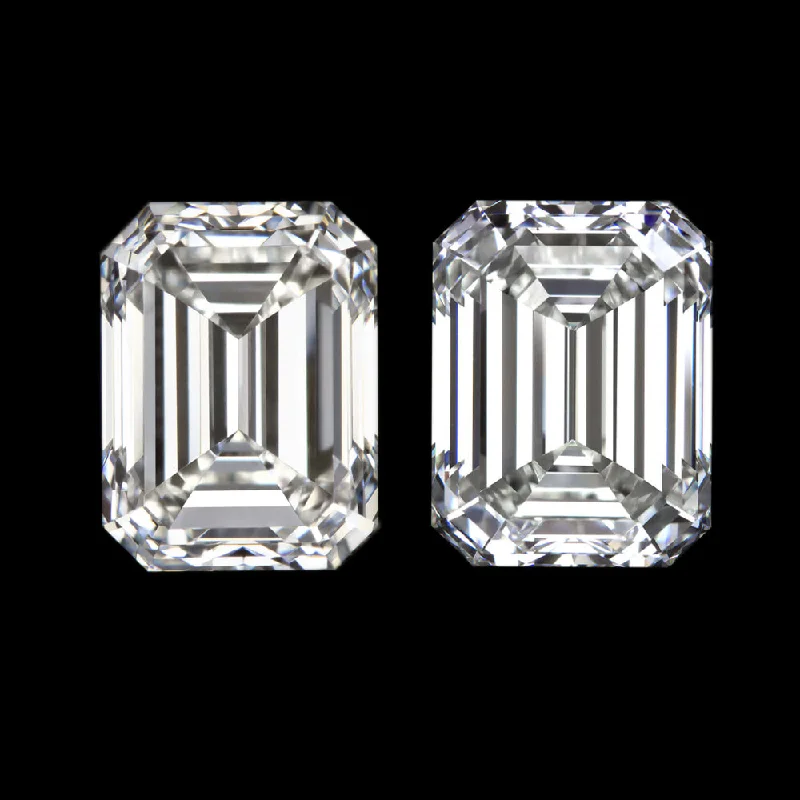 women’s crystal drop earrings-3.82 DIAMOND STUD EARRINGS GIA CERTIFIED G-H VVS EMERALD CUT MATCHING PAIR 4ct