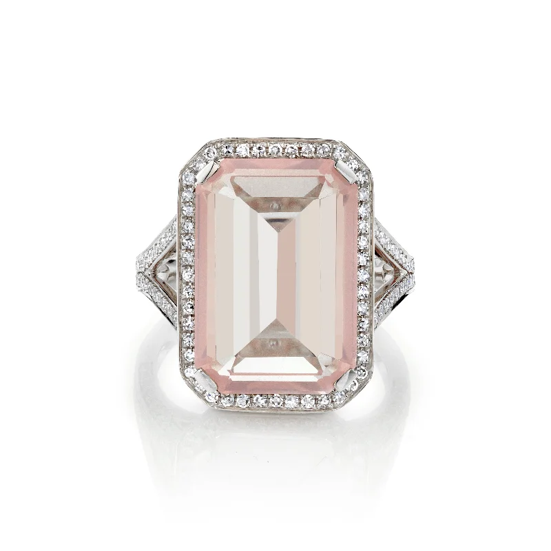 women’s fashion rings-READY TO SHIP LIGHT PINK CRYSTAL PORTRAIT GEMSTONE RING