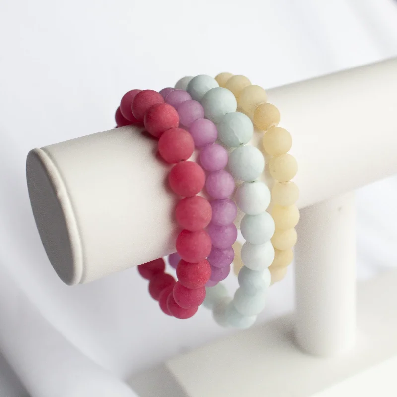 women’s round bangles-Matte Skittles Bracelet Stack