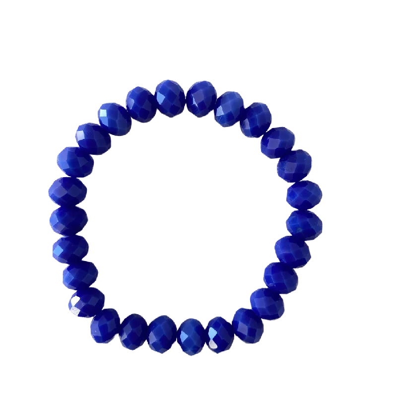 women’s statement bangles-Blue Ribbon Faceted Rondelle 8mm Bracelet