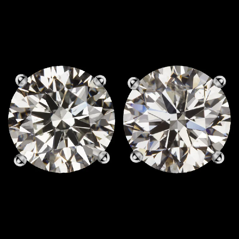 women’s elegant earrings-2.18ct EXCELLENT CUT DIAMOND STUD EARRINGS ROUND BRILLIANT MATCHING PAIR 2 CARAT