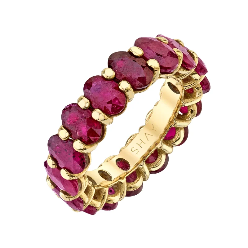 women’s eternity bands with diamonds-RUBY OVAL ETERNITY BAND