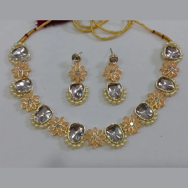 women’s delicate gold necklaces-Midas Touch Gold Plated Kundan Necklace Set