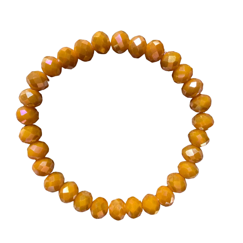 women’s bangles-Marigold Orange AB Faceted Rondelle 8mm Bracelet