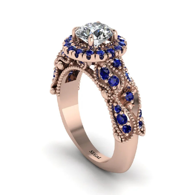 women’s unique engagement rings-Exclusive Halo Diamond Milgrain Engagement Ring - Kendra No. 62