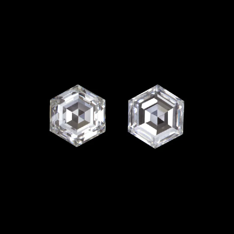 women’s silver stud earrings-1/4 CARAT HEXAGON SHAPE CUT NATURAL DIAMOND PAIR ACCENT STONES STUD EARRINGS