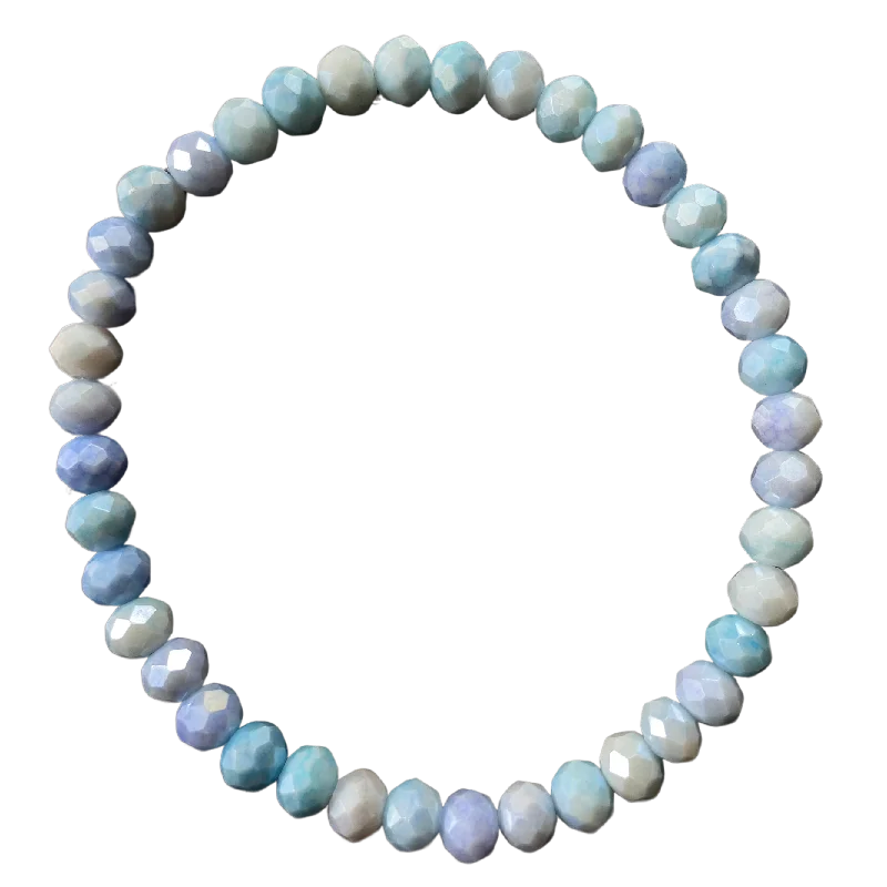 women’s simple cuff bracelets-Powder Blue Mix AB Faceted Rondelle 6mm Bracelet