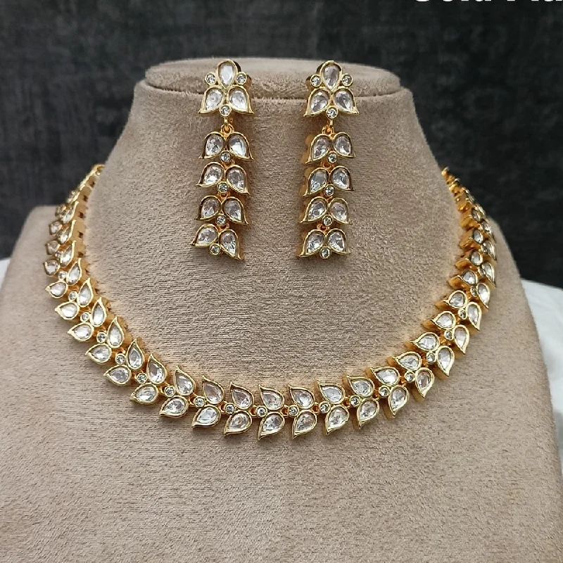 women’s birthstone pendant necklaces-Amoliya Jewels Brass Polki Kundan Designer Necklace Set