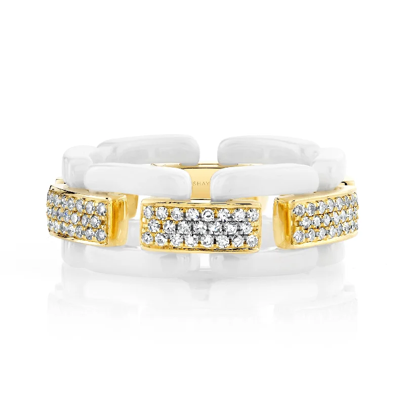 White Ceramic/Yellow Gold/Dia