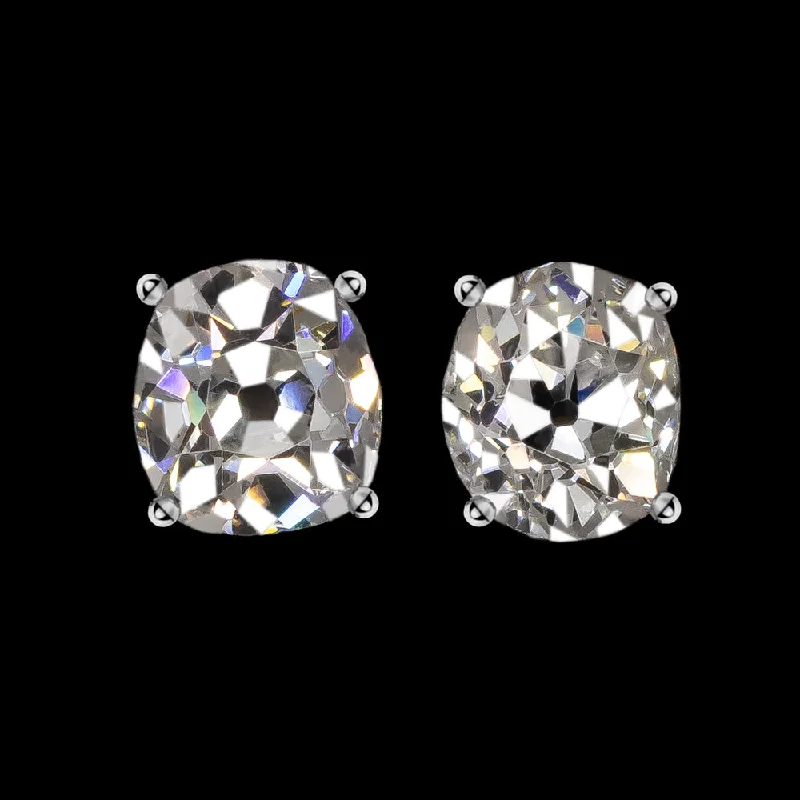 women’s hoop earrings-1.91ct GIA CERTIFIED G-H VS2 OLD MINE CUT DIAMOND STUD EARRINGS VINTAGE PAIR 2ct