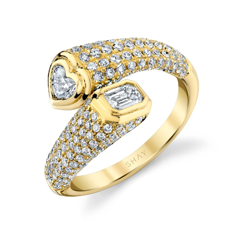 women’s wedding rings with diamonds-READY TO SHIP DIAMOND PAVE BYPASS PINKY RING