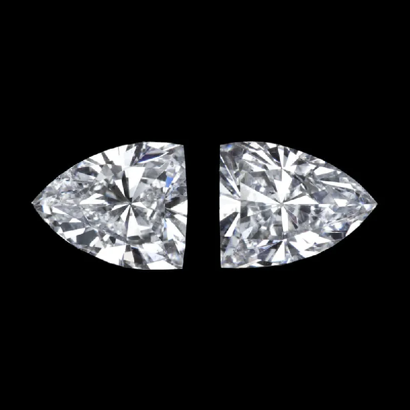 women’s birthday earrings-0.91ct SHIELD SHAPE E-F SI2 DIAMONDS STUD EARRINGS PAIR 3 STONE TRILLION PEAR