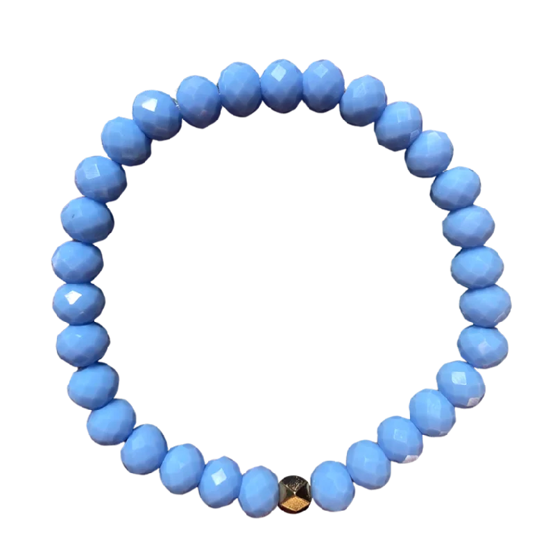 women’s personalized bangles-Sky Blue Faceted Rondelle 8mm Bracelet