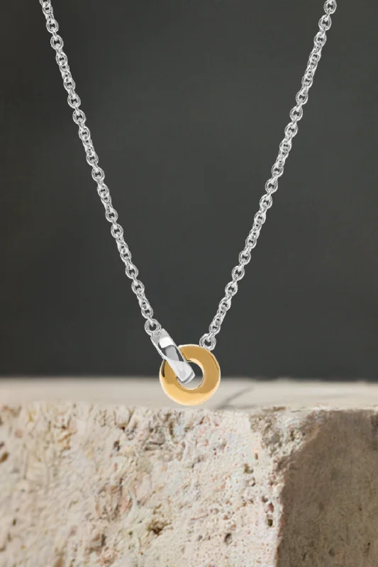 women’s gold pendant necklaces-Orbit mixed metal chain necklace