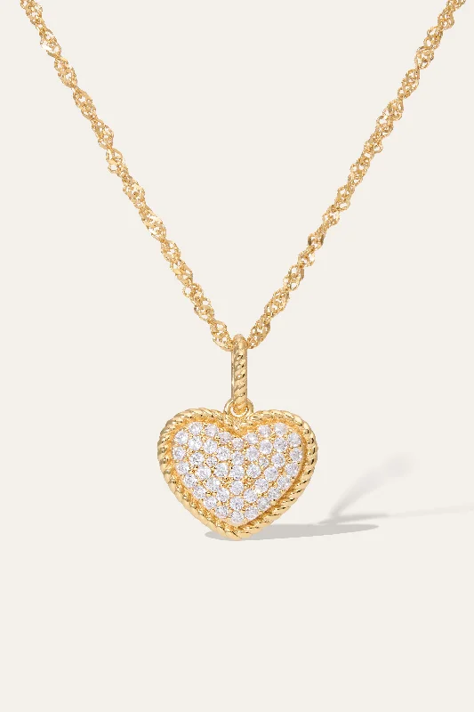 women’s sapphire pendant necklaces-Speira Heart Pave Gold Vermeil Necklace