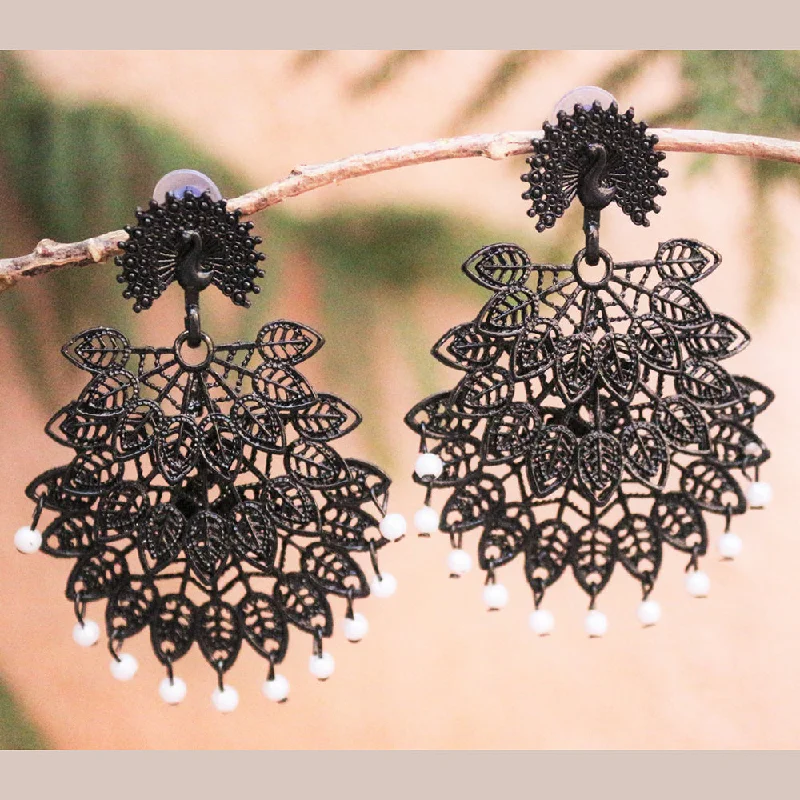 women’s sterling silver earrings-H K Fashion Black Plated  Dangler  Earrings