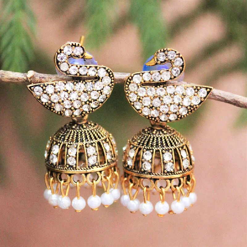 women’s small stud earrings-H K Fashion Gold Plated  Austrian Stone Jhumki Earrings