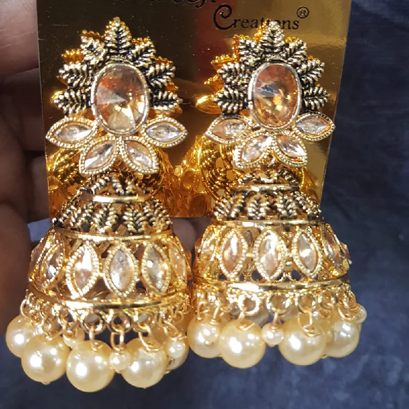 women’s long dangling earrings-Shreeji Gold Plated Crystal Stone Jhumki Earrings