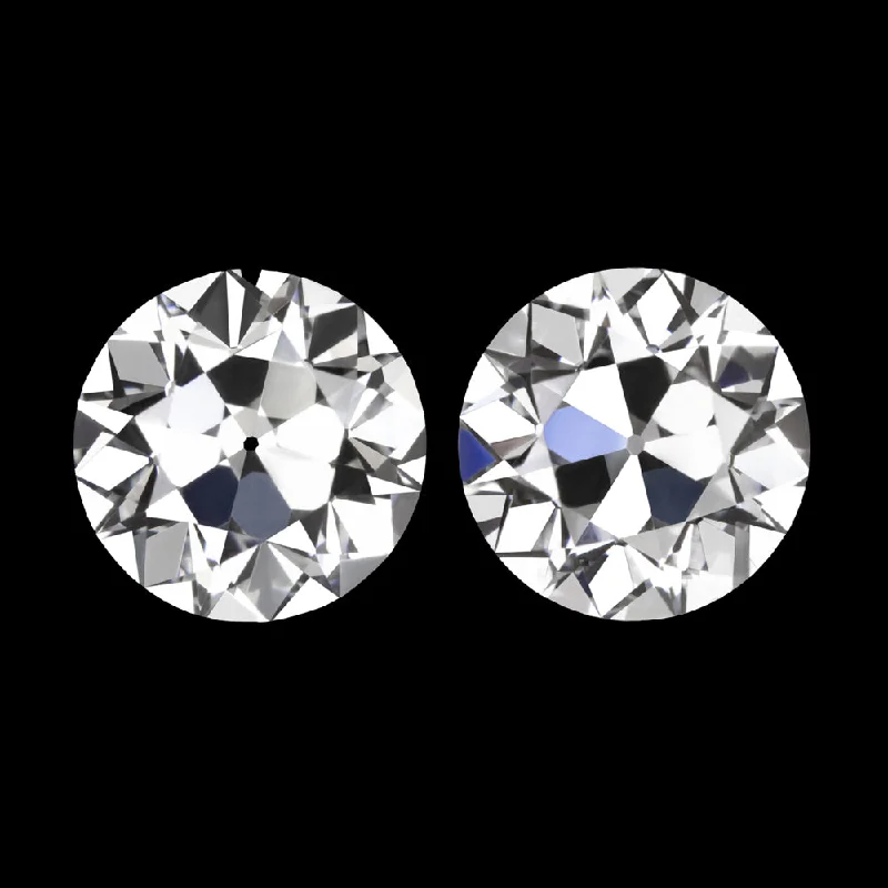 women’s anniversary earrings-2 CARAT OLD EUROPEAN CUT LAB CREATED DIAMOND STUD EARRINGS CERTIFIED F VS1 PAIR