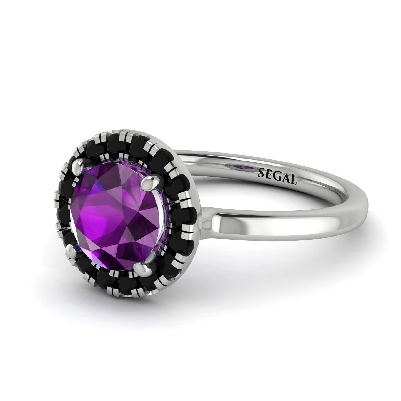 women’s custom engagement rings-1ct Round Amethyst Engagement Ring - Natalia No. 309